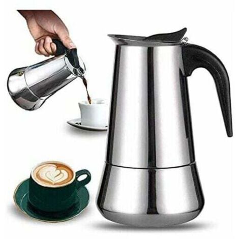 Cafetière italienne 12 tasses en acier inoxydable compatible tous types de feux 12 tasses (1/4)