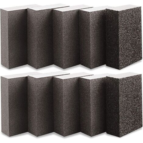 Eponge abrasive et cale à poncer Éponge De Ponçage 10 Pièces Grain 600-800 Blocs De Ponçage 70 X 100 X 25 Mm Utilisation Humide Et Sèche Pour Bois Métal Peinture Lavable Et Réutilisable