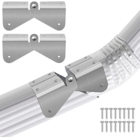 Lot de 2 charnières d'extension de gouttière en acier inoxydable, charnières rabattables avec vis de fixation, installation facile sur descente de gouttière rectangulaire ou carrée (1/4)