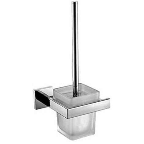Brosse WC Porte Brosse Toilette Acier Inox 304 Verre Trempé Métal Chromé Miroir Poli- 14,813,534cm-Balayette WC Brosse WC(Brosse Inclu)-Accessoires Salle de Bain