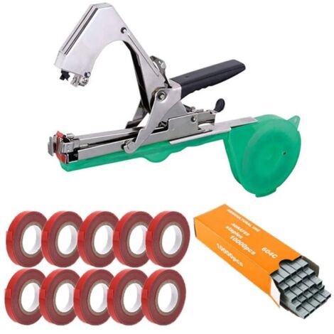 Pince à ligature professionnelle pour jardinage et culture de la vigne, avec 10 rouleaux de ruban + 1 boîte de clous