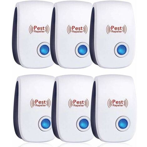 Lot de 6 Repulsif Ultrasons, Ultrason Souris, Ultrason Souris et Rat Efficace Contre Souris,Rats,Mouches,Moustiques,Insectes Nuisibles,Araignées,Cafards, Sûr et Non Toxique