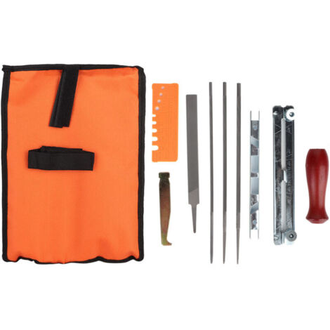 Eosnow Kit d'afftage de scie à chane, ensemble d'outils de lime de trononneuse, lime à barre de guidage 10 pièces