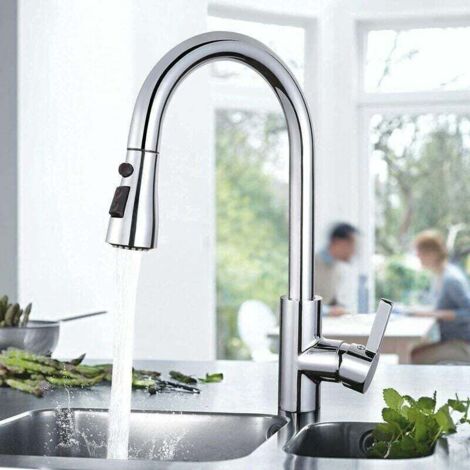 Robinet de Cuisine Rotation à 360 °, avec Douchette Extractible, Robinet d'évier, avec Régulateur de 3 Jets-DAKF3F THSIDNE--TRIMEC (1/4)