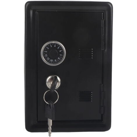 Eosnow Tirelire jouet d'apprentissage pour enfants, mot de passe, pièces de monnaie, économie de pièces de monnaie, cadeau de Style sûr avec 2 clés (noir)
