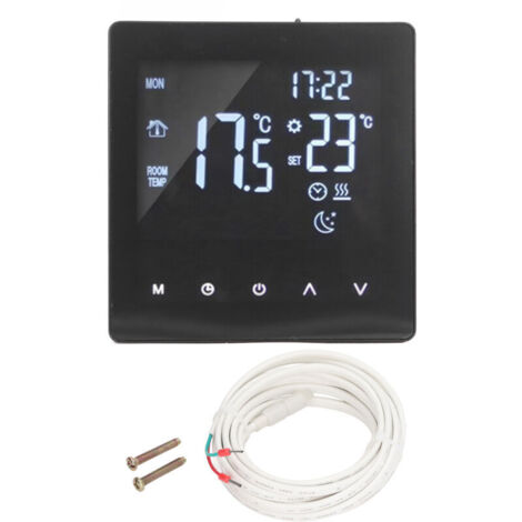 Eosnow Thermostat numérique Écran LCD Programmable Écran tactile intelligent Contrôleur de chaudière de chauffage de l'eau au sol Noir AC90-240V K2MRH3A avec WIFI (1/4)