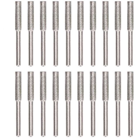 Affûteur de tronçonneuse 20 pièces, ensemble d'outils d'affûtage de fichiers rotatifs à tête de meulage de bavures, argent 4mm (1/4)