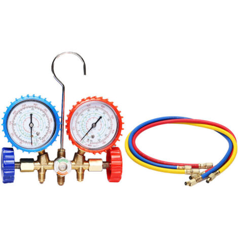Eosnow Kit d'outils de fluorure de climatisation, ensemble en alliage, jauge de collecteur AC, Kit de Service automobile (1/4)
