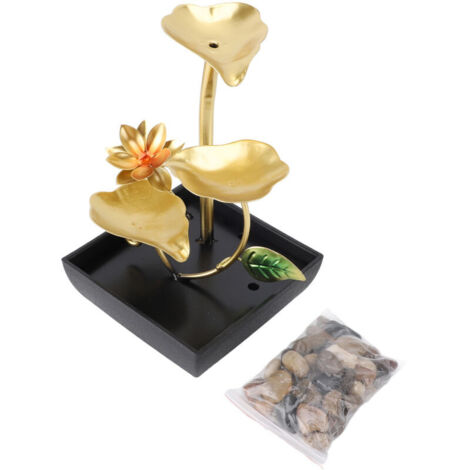 Eosnow Fontaine cascade de table à 3 niveaux, feuille de lotus, lumière LED, circulation d'eau courante, bureau d'intérieur réglable pour la maison, la chambre à coucher, le bureau (1/4)