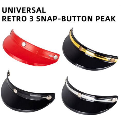 Eosnow Casque Peak Shield 3 boutons-pression visière rabattable vent ouvert visage 3/4 rétro moto pare-soleil protecteur