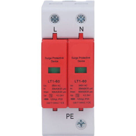 Eosnow Dispositif de protection contre les surtensions, parafoudre de protection contre la tension 2P, 385 V AC 30KA-60KA, pour la maison