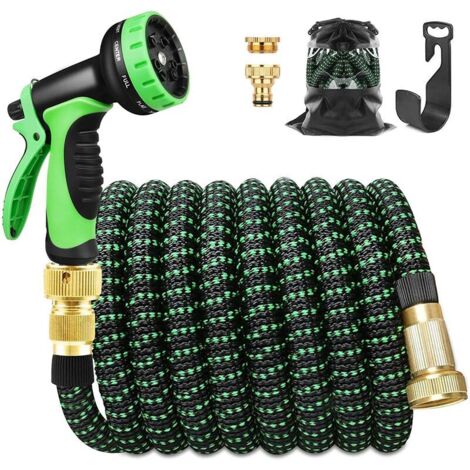 Tuyau Arrosage Extensible 30m 100ft Tuyau D’arrosage Retractable avec Support et Pistolet Arrosage 9 Fonctions Raccords en Laiton, (1/5)