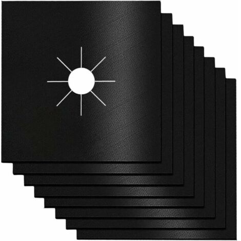 8 Pcs Brûleur de Cuisinière Réutilisable Couvre Plaque de Cuisson à Gaz Protection D'écra Cuisinière Gaz Protecteur Pad Antiadhésif, Facile Nettoyer, pour Familles, écoles, Restaurants Etc—Noir
