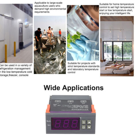 Eosnow Régulateur de température numérique de micro-ordinateur intelligent MH-1210W Régulateur de thermostat de contrôle de chauffage/refroidissement de haute précision avec capteur (1/4)