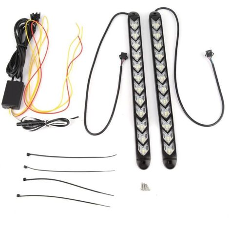 Eosnow 2pcs flexible étanche de voiture clignotante Flèche DRL White / Amber Strip Light Phitlight (12leds) (1/4)