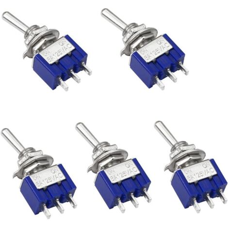 5pcs 6A 125V AC Mini 3 Pin SPDT Switch MTS-102 SPDT ON/ON
