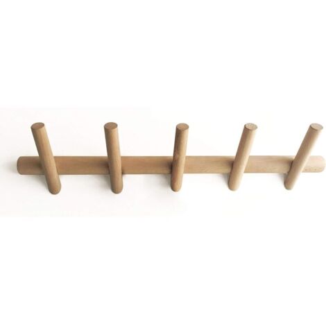 Branch Patère Murale Bois 5 Crochets Porte Manteau Design Portemanteau Mural Portant à vêtement pour Suspendre Manteaux écharpes, Sacs à Main 50 cm (1/4)