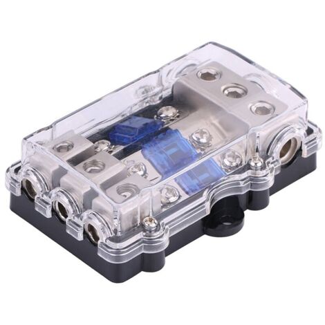 Eosnow Boîte à fusibles de lame de voiture, bloc en alliage de zinc à coupure automatique 1 en 3 sorties universelles pour véhicules de bateau (1/4)