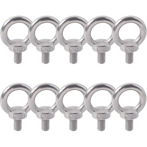 Anneau De Levage 304 Acier Inoxydable Filetage Mâle Boulon À Oeil M5X10 Boulon Vis Machines Épaule Levage de Poids Marin Boulons 10 PCS