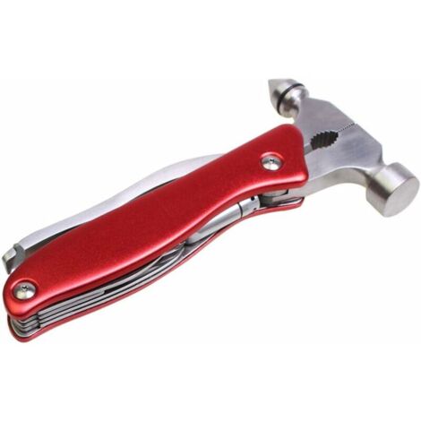 Marteau De Sécurité De Voiture en Acier Inoxydable Multi-Outils, Kit D'outils Multifonctionnels Portables pour Outil D'évacuation d'urgence De Voiture, Camping, Ménage,Rouge (1/4)