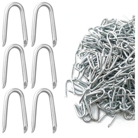 Clou en U pour Grillage 500g(Environ 350 pièces), 25mm Crampillon Cloture Galvanisés, Agrafe Grillage pour Grillage Cloture, Grillage a Mouton, Piquet Cloture Grillage