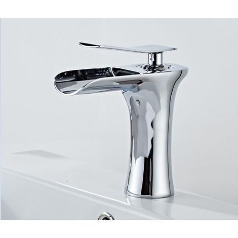Maison Salle de bain Robinet Mitigeur chromé chute d'eau en cascade pour lavabo vasque carré (1/5)