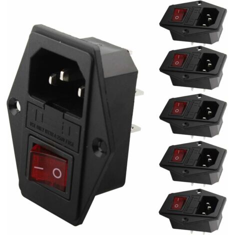 Memkey – Adaptateur connecteur IEC 320 C14 avec interrupteur fusible – 220-250V / 10A – Prise encastrable pour équipements de laboratoire