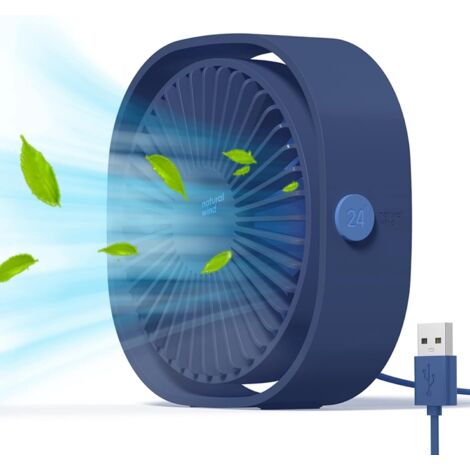 Ventilateur USB Mini Ventilateur Portable Ventilateur Silencieux Ventilateur Bureau 3 Vitesses Réglable Alimenté par USB, pour la Maison et Le Bureau(Bleu)