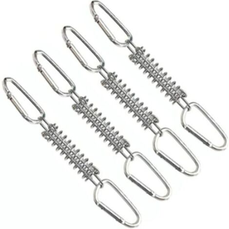 4 Pièces Ressort de Traction Boucle Ressort Tension Fixation Store, avec 8 Mousquetons, Voile D'ombrage Fixations Accessoires en Acier Inoxydable pour Tentes Auvents Camping