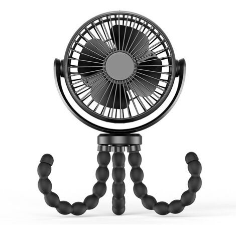 Ventilateur Personnel Portatif, Ventilateur de Bureau à Piles 5200mAh avec Trépied Flexible, Ventilateur USB à 360 ° pour Poussette,Voiture,etc (1/4)