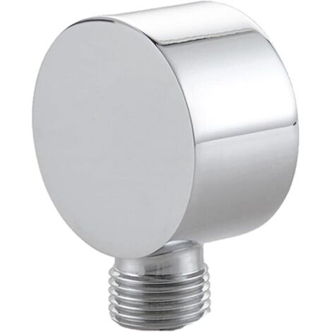 CSPARKV Coude de raccordement mural, coude de raccordement mural universel, 1/2", pour douchette et systèmes de douche, coude de raccordement mural (blanc argenté - rond) (1/4)