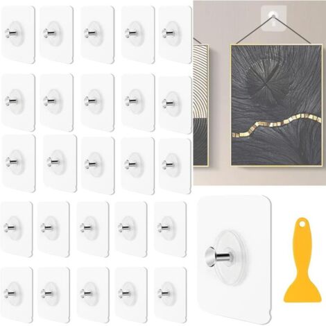 26PCS Accroche Tableau Sans Percer, Fixation Cadre Adhesif Murale Attache Languette Accroche Tableau Crochet Cadre pour Accroche Cadres Photo, Décoratives, Art Mural (1/4)