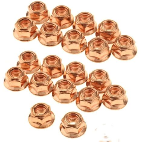 CSPARKV 12Pcs écrou du collecteur d'échappement, turbo, M8 auto - verrouillage hexagonal en cuivre Accessoires de la série e30 Série 3 (1/4)