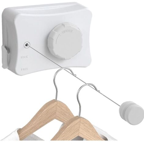 Corde à Linge Rétractable 5,1M, Acier Inoxydable Fil a Linge Extérieur Retractable, Etendoir Linge Exterieur Retractable, Fil à Linge Retractable Intérieur Mural