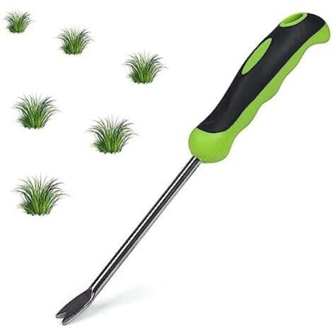 CSPARKV 33CM Manuelle Désherbage Racine Fourche Herbe Fourche Acier Inoxydable avec Manche Outil de Fourche Jardinage pour Creuser Désherber Ameublir Cadeaux pour jardiniers et jardinières Longueur