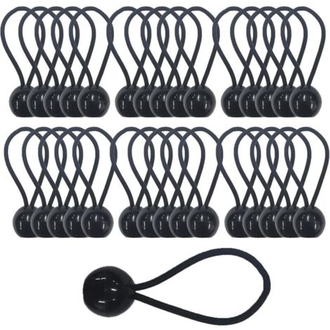 30pcs Tendeur Elastique avec Boule, Sandow Elastique, Tendeur Bache pour Bannière, Pavillon, Bâche, Camping, Tente, Rideaux Harnais d’Extension, Épaisseur 4mm Très Fort