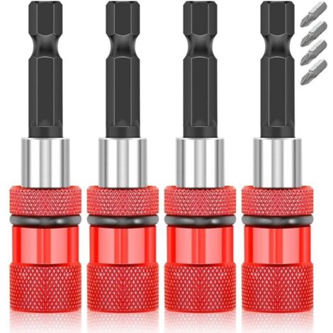 4 Pièces Porte Embout Magnetique, Porte Embout Visseuse a Choc avec Butée de Profondeur 1/4 Pouc,Porte Embout Visseuse pour les Perceuses, les Tournevis et la Construction Professionnelle (1/4)
