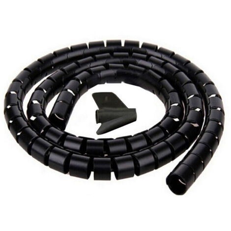 Cache Cable, 2m - ∅22mm, Noir, 2m Gaine Souple Electrique Cable Management pour Ranger ou Cacher les TV PC Câbles, Gestion des Câbles pour Maison et Bureau