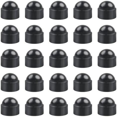 Lot de 25 capuchons à vis M8 en plastique noir - Capuchons hexagonaux standard durables (1/4)