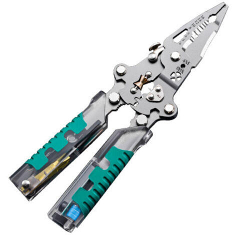 Pince à dénuder 8 en 1 avec testeur de tension, pince multifonction pour couper et tirer des fils, pince électrique professionnelle pour couper des fils, dénuder, sertir, outil de réparation