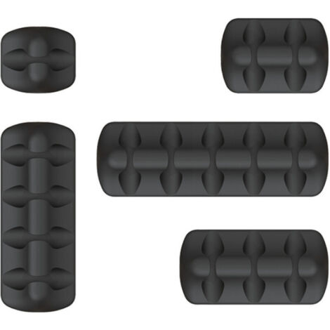 Noir Clips Câble Organisateur Bureau - Lot de 5 - Range Câbles Silicone Fixe Câble Adhésif Attache-Câble Rangement Cordon de Bureau pour Câbles de Chargeur/Souris/Écouteur/Téléphone (1/4)