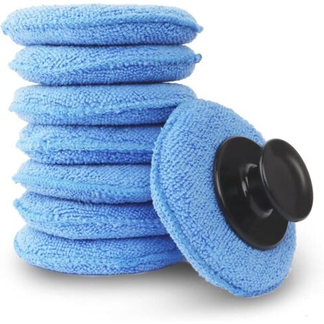 CSPARKV Tampons de polissage de voiture en microfibre, 8 pièces applicateurs de cire réutilisables, tampons de polissage de voiture avec poignée pour nettoyer le verre d'automobile, le métal, l'atelie (1/4)