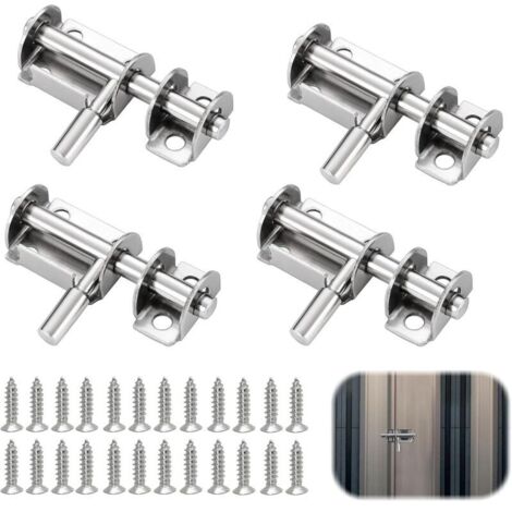 4 pièces Fermeture Porte,Verrou Porte Interieure Loquet Exterieur Portail De Coulissante Pontet de Garage Portillon Crochet Exterieure Door Lock targette Fenetre Verrous Chambre Bois Placard Verrou (1/4)