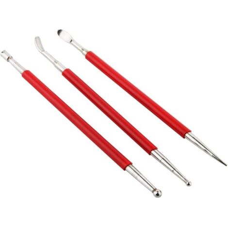 CSPARKV Lot d'outils de sculpture d'argile, métal à double extrémité à boule, Outils de Dotting Pinceaux de Peinture, 3 différents outils à indentation pour argile de loisirs créatifs en silicone (1/4)