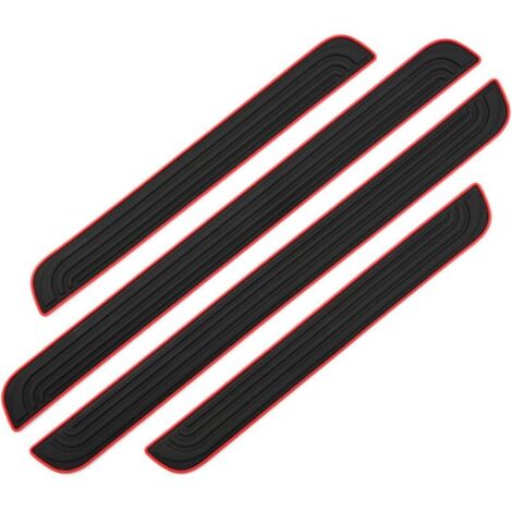 Barres de Seuil de Porte Voiture 4PCS Plaque de Seuil Protecteurs Autocollant Voiture Film Adhésif pour Protection Seuil Porte Garde-Plaque de Seuil de Porte Voiture en Caoutchouc Souple PVC(Noir)
