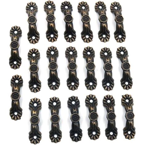 CSPARKV Lot de 20 poignées de porte décoratives pratiques - 37 x 10 mm - Poignées de meubles antiques - Boutons de boîte à bijoux en bois - Poignées et poignées de tiroir de cuisine