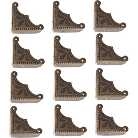 CSPARKV 12pièces Protecteur de Coin Protecteur de Meubles Laiton Antique Jewelry Decorative Chest Boîte en bois d'angle Protecteur