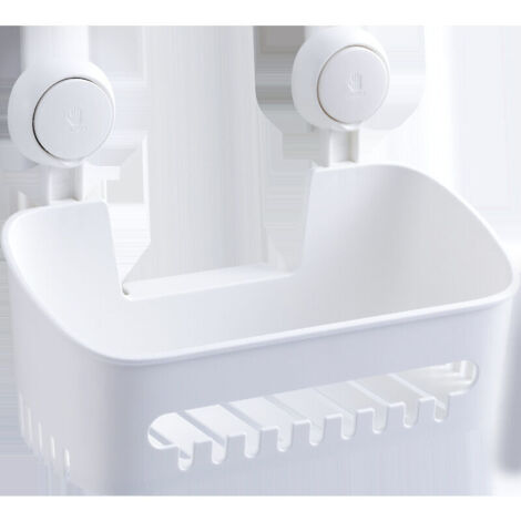 Accessoires de salle de bain,No Drilling Reusable Suction Cup Hanging Shower Caddy, Detachable Shower Caddy, Plastic Wall Mounted Caddy Basket for Bathroom/Toilet/Kitchen, White CSPARKV-EU (1/4)