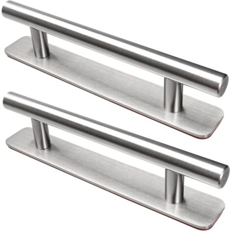 Poignée de Meuble Autocollante, 2 Pièces Poignées de Porte en Acier Inoxydable, 150mm Poignées pour Placards Cuisine Porte Commode Armoire, Argent (1/4)