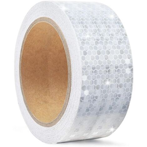CSPARKV 5cm x 10m Bande Reflechissante Autocollante pour L'extérieur,Bande Fluorescente Casque Moto,Blanche Ruban de Sécurité Réfléchissant étanche,Bande D'avertissement pour Voitures,Camions et Route (1/4)